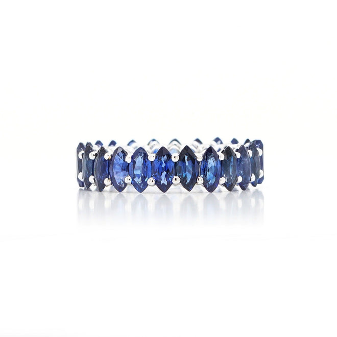8.61 cts Marquise Blue Sapphire Eternity Ring