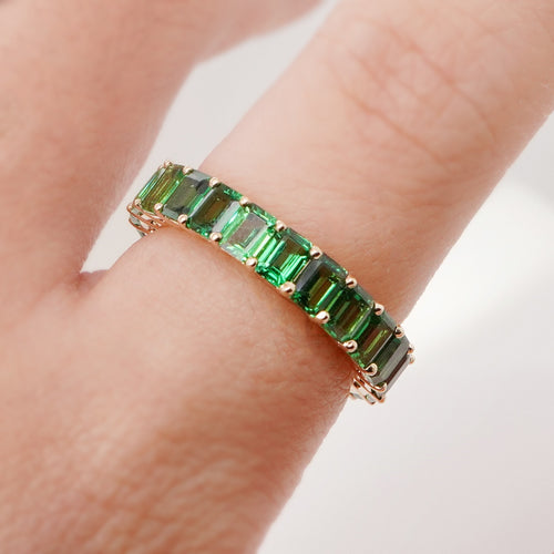 7.69 cts Octagon Tsavorite Eternity Ring