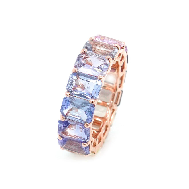 13.98 cts Unheated Octagon Fancy Sapphire Eternity Ring