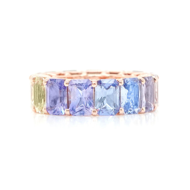 13.98 cts Unheated Octagon Fancy Sapphire Eternity Ring