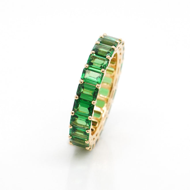 4.57 cts Octagon Tsavorite Eternity Ring