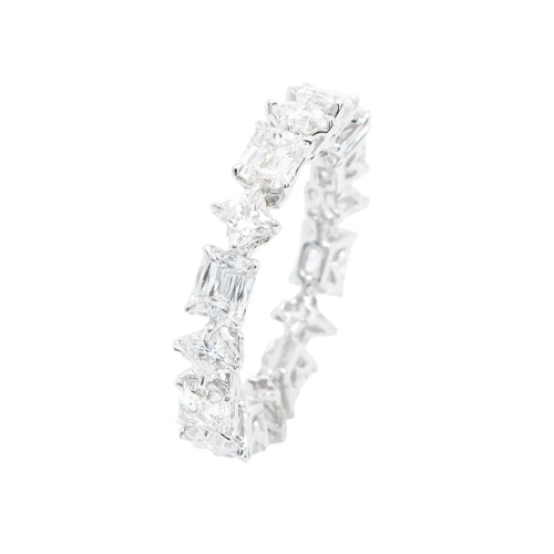 2.80 cts White Cushion Criss Diamond Eternity Ring