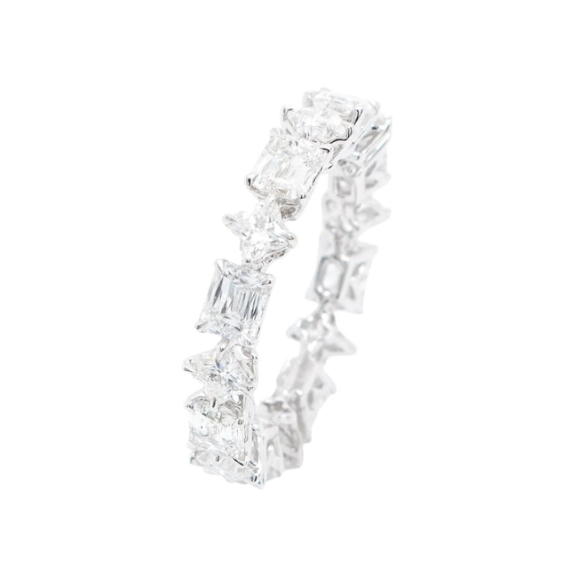 2.80 cts White Cushion Criss Diamond Eternity Ring
