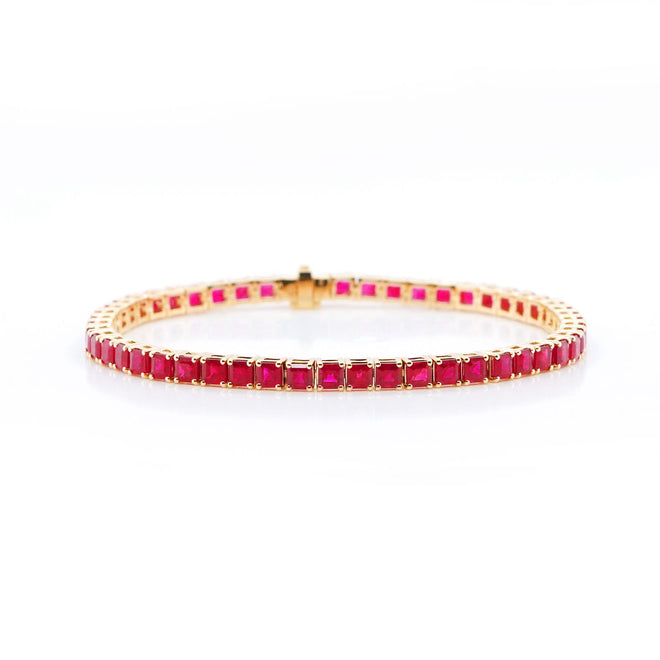 10.95 cts Burmese Square Ruby Tennis Bracelet