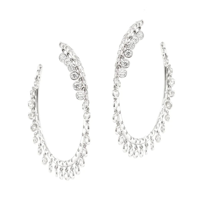 10.95 cts Radiant White Diamond Eternity Hoops