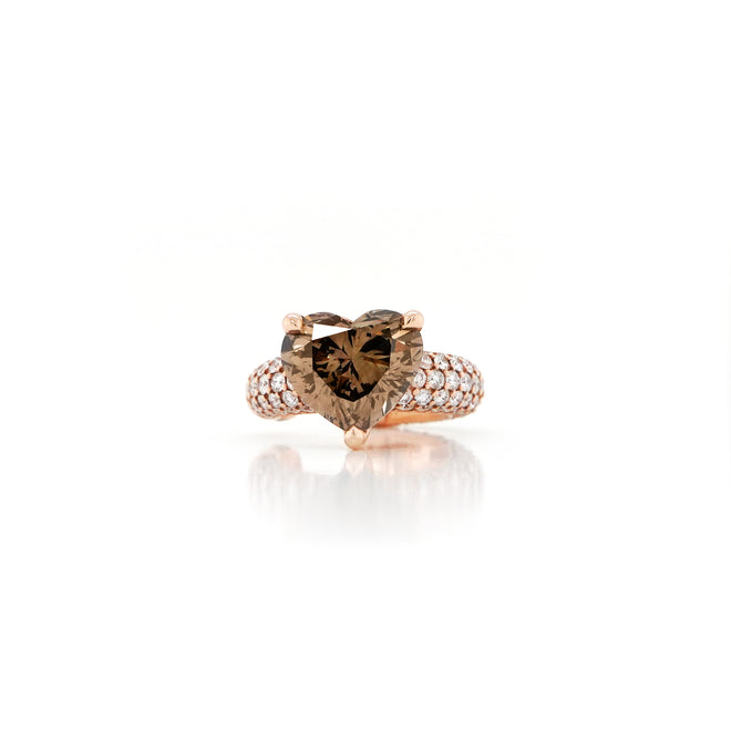2.17 cts Heart Shape Brown Diamond Earcuff