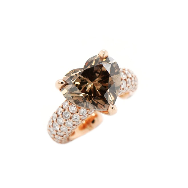 2.17 cts Heart Shape Brown Diamond Earcuff