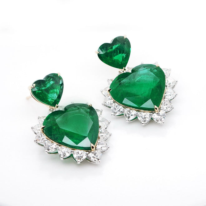 EE-24016-31.702  5.70 cts Minor Oil Emerald with Diamond Earrings (ENQUIRE)