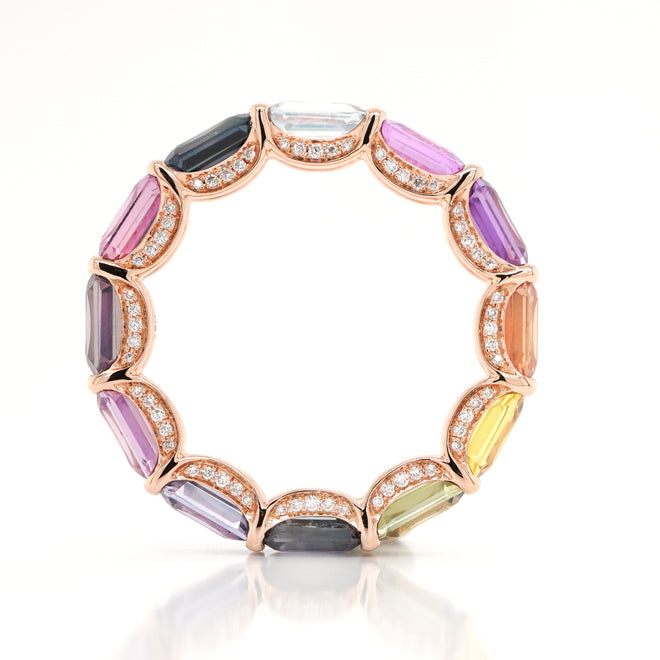 ETN-RS-21012-7.73 cts Unheated Octagon Fancy Sapphire Eternity Ring