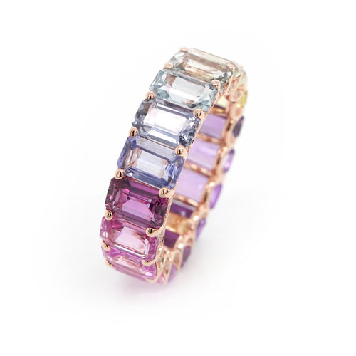 ETN-RS-21014-10.92 cts Unheated Octagon Fancy Sapphire Eternity