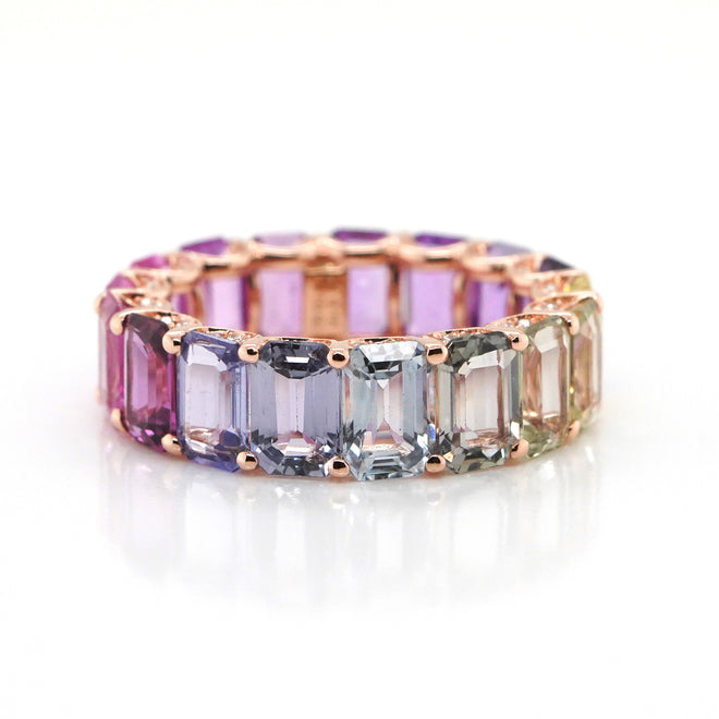 ETN-RS-21014-10.92 cts Unheated Octagon Fancy Sapphire Eternity Ring