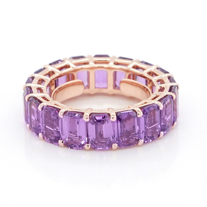 ETN-RS-22019-10.70 cts Unheated Octagon Fancy Sapphire Eternity Ring