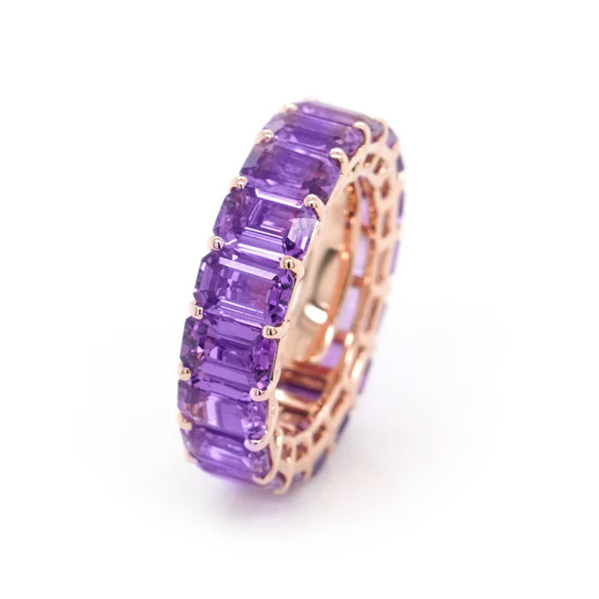 10.70 cts Unheated Octagon Fancy Sapphire Eternity Ring