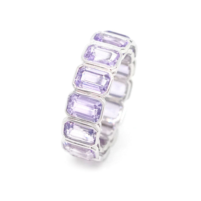 ETN-RS-25006 9.07 cts Unheated Octagon Fancy Sapphire Eternity Ring