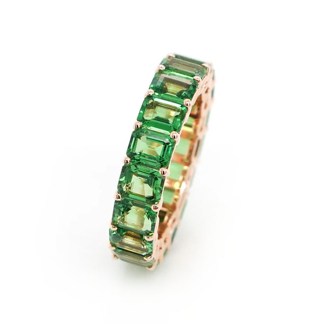 ETN RG-23033-7.69 cts Octagon Tsavorite Eternity Ring
