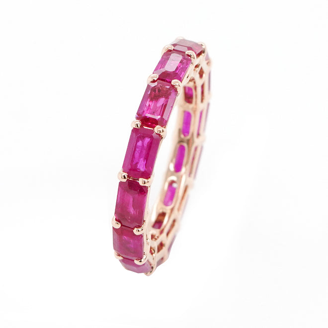 4.70 cts Burmese Octagon Ruby Eternity Ring