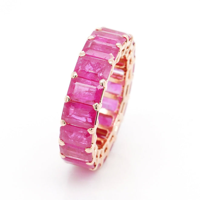 12.38 cts Burmese Octagon Ruby Eternity Ring