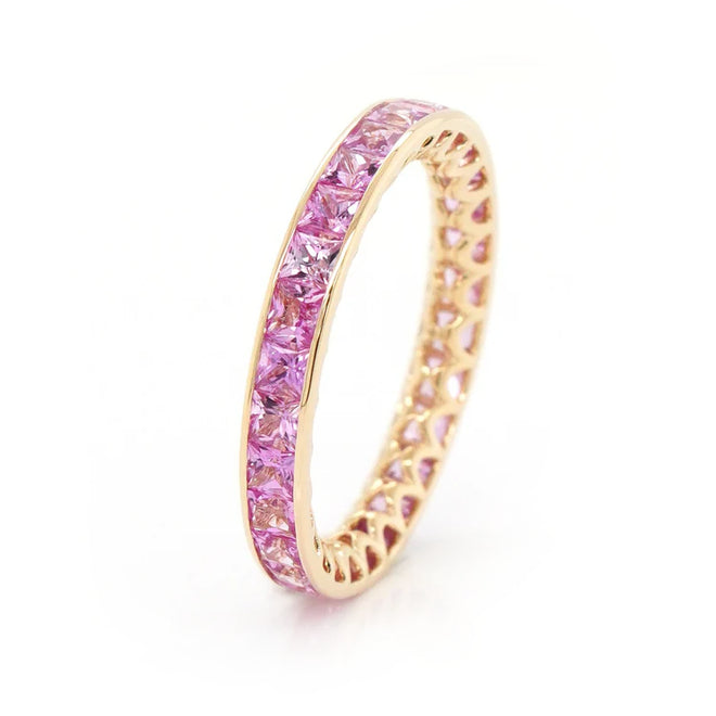 3.05 cts Princess Fancy Pink Sapphire Eternity Ring