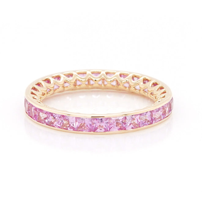 3.05 cts Princess Fancy Pink Sapphire Eternity Ring