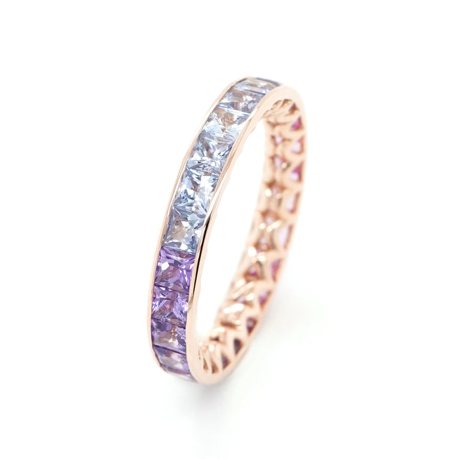 3.25 cts Princess Fancy Sapphire Eternity Ring