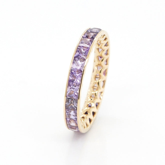 3.22 cts Princess Fancy Sapphire Eternity Ring