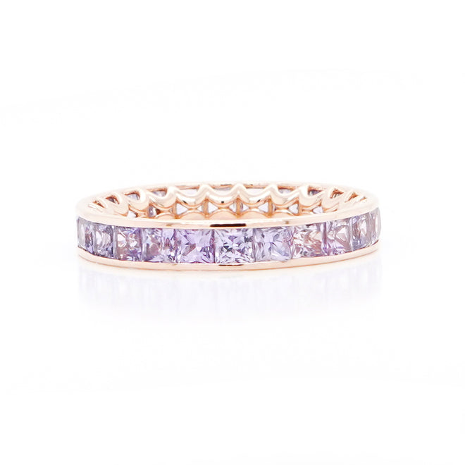 3.56 cts Princess Fancy Sapphire Eternity Ring