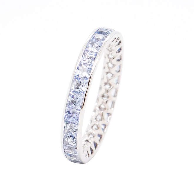 3.01 cts Blue Princess Sapphire Eternity Ring