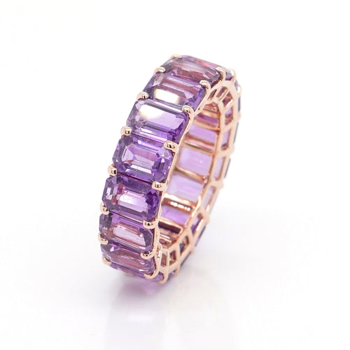 12.48 cts Octagon Fancy Sapphire Eternity Ring