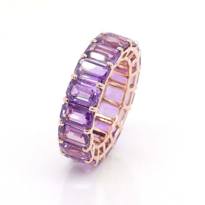 12.48 cts Octagon Fancy Sapphire Eternity Ring