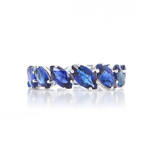 6.78 cts Blue Marquise Sapphire Eternity Ring