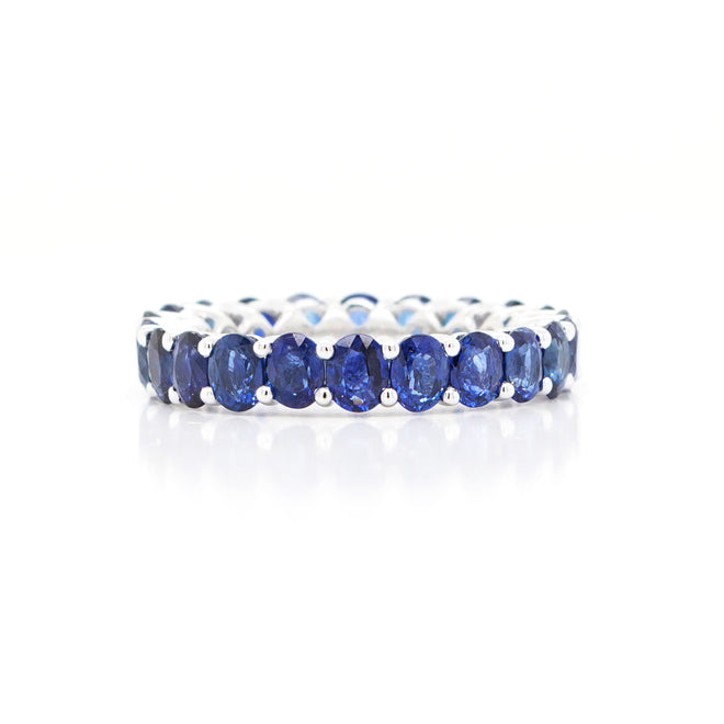 6.41 cts Oval Blue Sapphire Eternity Ring