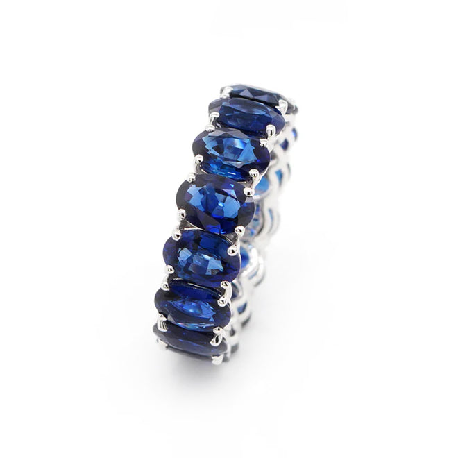 ETN RS-23025-12.53 cts Oval Blue Sapphire Eternity Ring