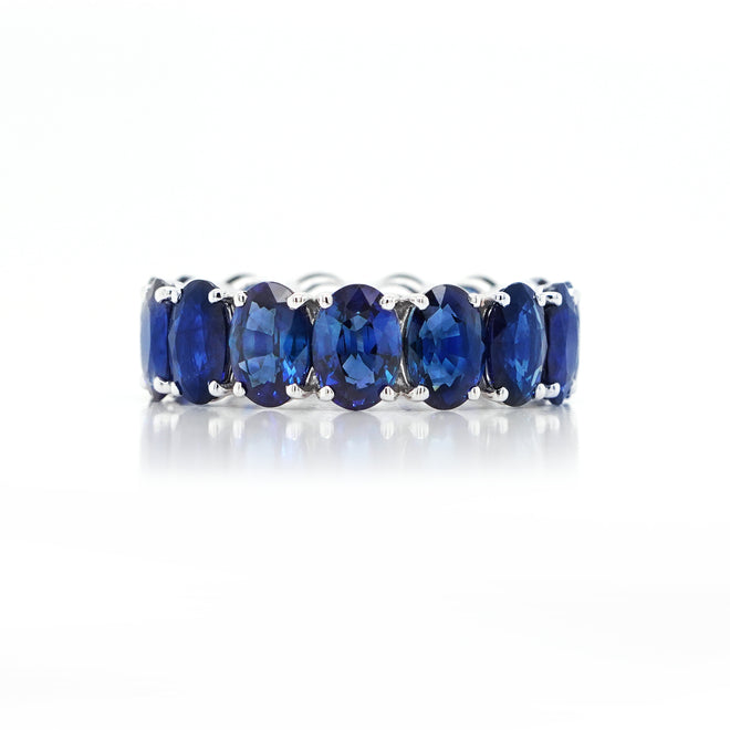 ETN RS-23025-12.53 cts Oval Blue Sapphire Eternity Ring