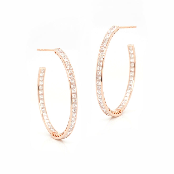6.57 cts Pink Princess Diamond Eternity Hoops