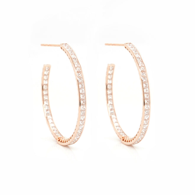 6.57 cts Princess Diamond Hoops