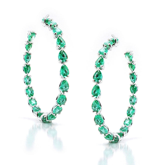 7.12 cts Pear Shape Emerald Eternity Hoops