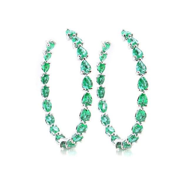 7.12 cts Pear Shape Emerald Eternity Hoops