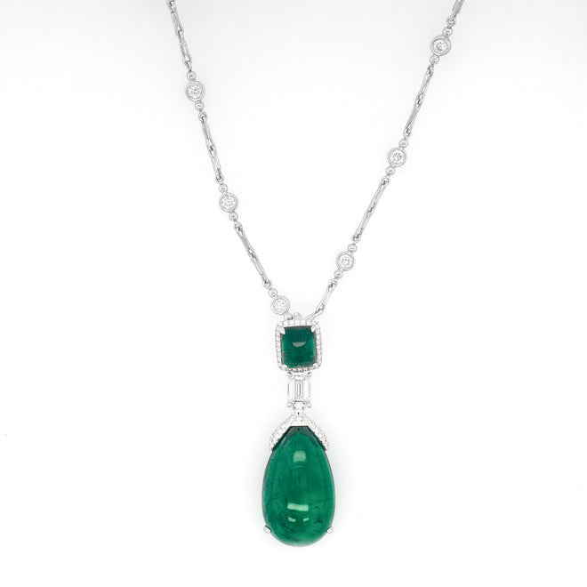 26.77 / 2.82 cts Emerald with Diamond Necklace (ENQUIRE)