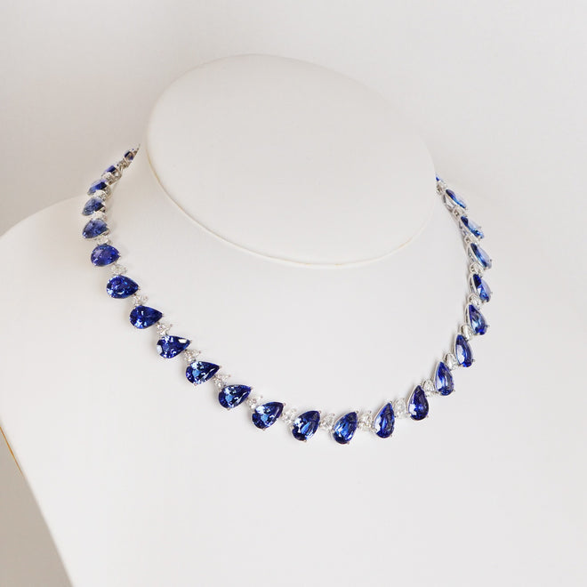 107.24 cts Pear Shape Blue Sapphire Necklace (ENQUIRE)