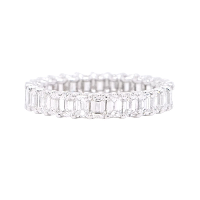 2.78 cts White Emerald-cut Diamond with White Diamond Pavé Eternity Ring