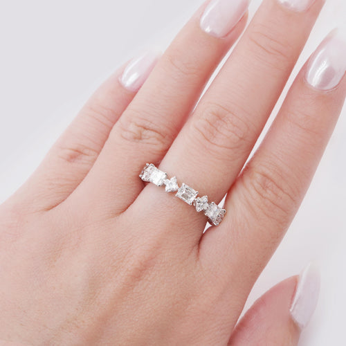 2.80 cts White Cushion Criss Diamond Eternity Ring