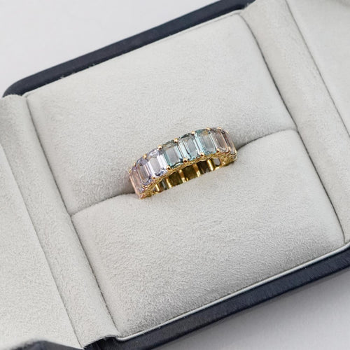 etn-rs-25015-11.38  0.47 cts Octagon Fancy Sapphire Eternity Ring