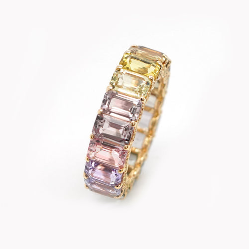 etn-rs-25015-11.38  0.47 cts Octagon Fancy Sapphire Eternity Ring