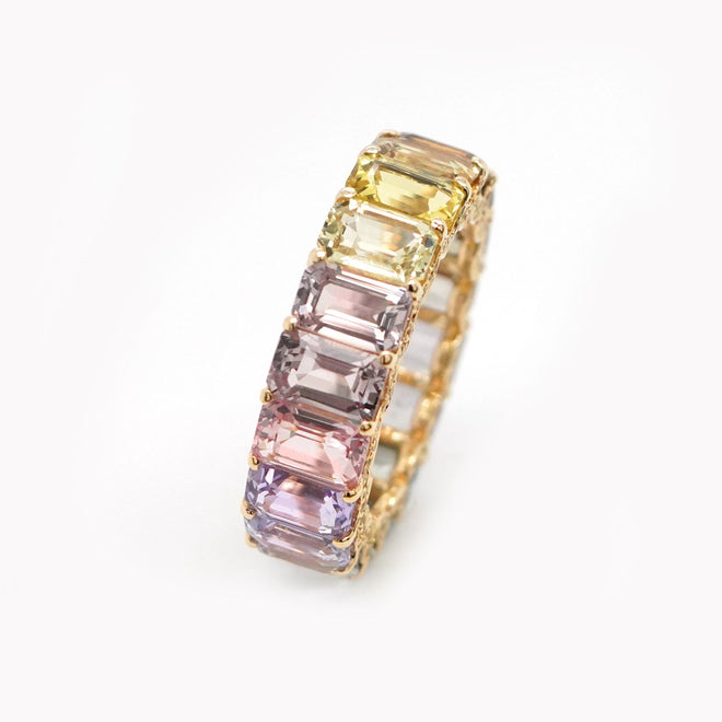 etn-rs-25015-11.38  0.47 cts Octagon Fancy Sapphire Eternity Ring