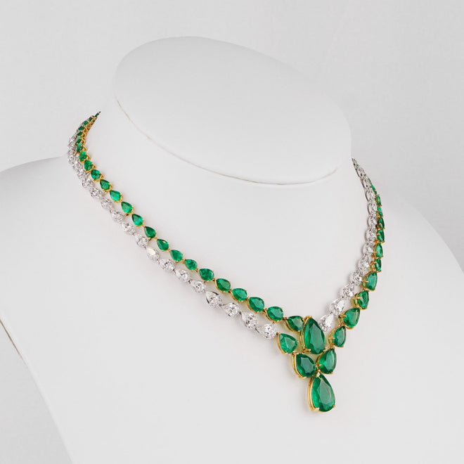 46.49 / 15.67 cts Emerald with Diamond Necklace