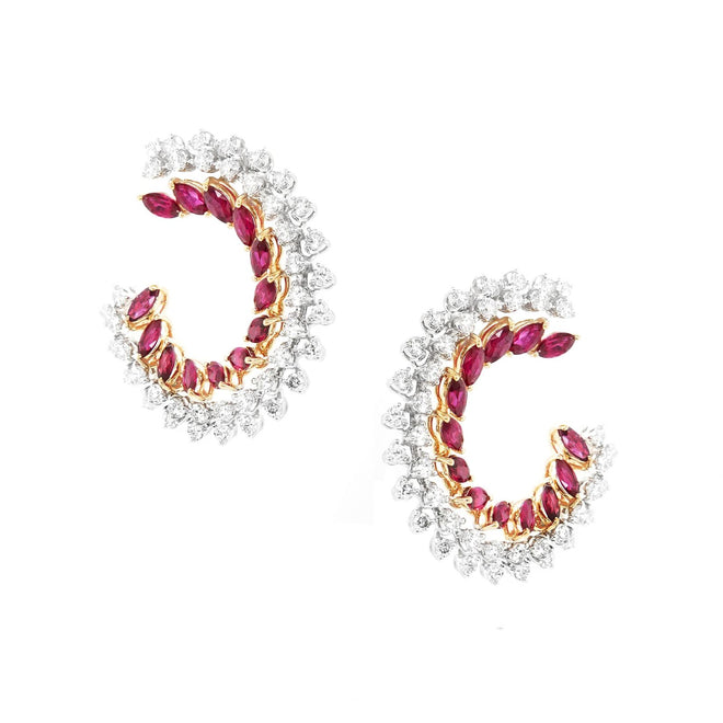 3.21 / 2.03 cts Marquise Ruby with Diamond Earrings