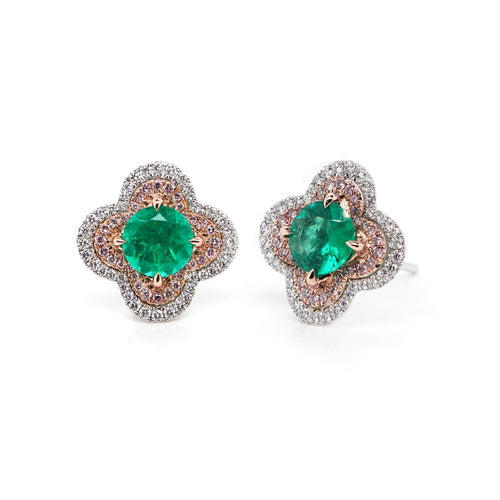 0.78 /0.99 cts Colombian Emerald Earring