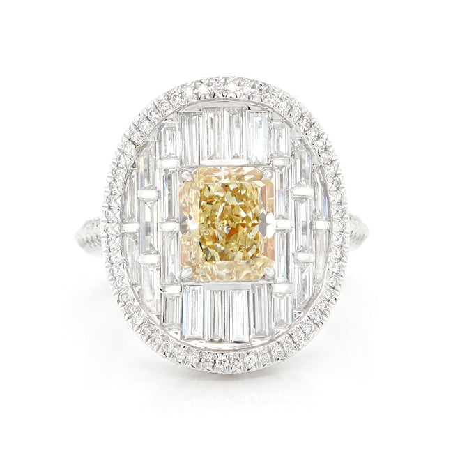 2.02 cts Radiant Yellow Diamond Ring