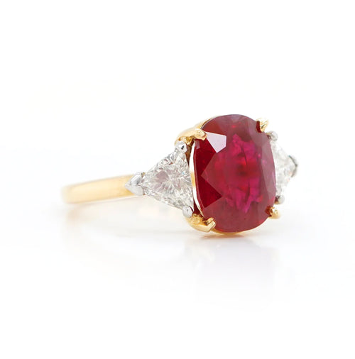 4.87 cts Cushion Ruby with Diamond Ring