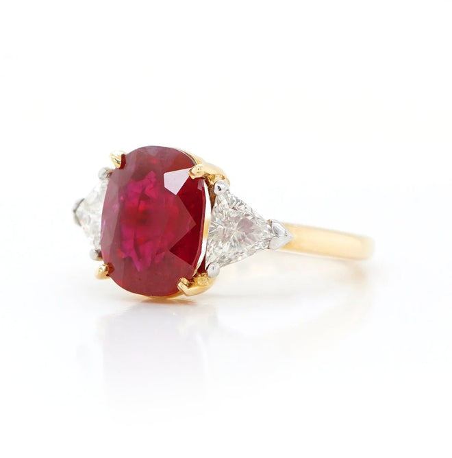 4.87 cts Cushion Ruby with Diamond Ring
